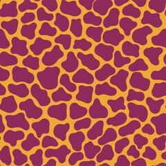 Dinosaur skin texture seamless pattern vector. Funny wild animal purple and orange endless texture. Giraffe animal skin texture hand drawn spotted pattern. Perfect for kids apparel, pillows and more