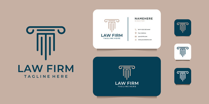 Law firm justice logo design with business card template inspiration