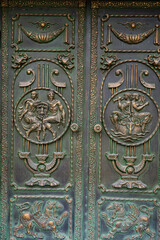 Abstract background metal door with patterns
