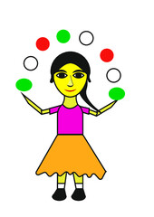 talented girl flat cartoon image