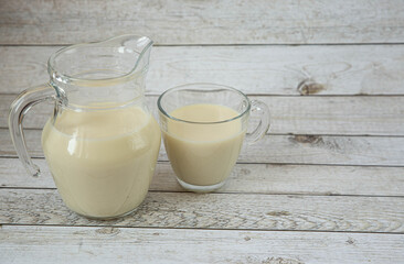 soy milk in a glass 