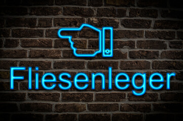 Leuchtreklame Fliesenleger