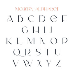 Modern sans serif elegance font. Classic minimal high contrast wedding font. Uppercase only. Vector illustration.