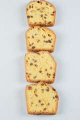 Classic sultana pie slices isolated on a white background