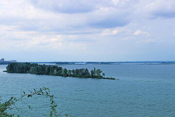 View of Dnipro river in town Ukrainka, Kyiv Rigion, Ukraine