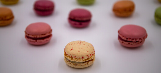 Macaron colorfuls design on white blurred background