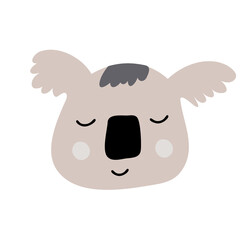 Obraz na płótnie Canvas Cute Vector hand drawn scandinavian coala face. Childish print for nursery, kids apparel, baby poster, postcard textile. Illustration