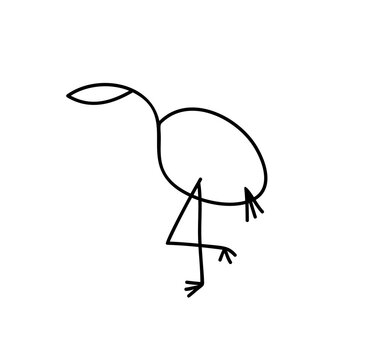 Vector image monoline flamingo bird standing on one leg. Stylized logo design for pattern, banner icon, poster