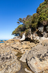 Fototapeta na wymiar Littoral rocheux du parc Abel Tasman, Nouvelle Zélande 
