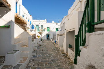 Castro (Kastro), the oldest part of the Chora town on Folegandros island. Cyclades, Greece
