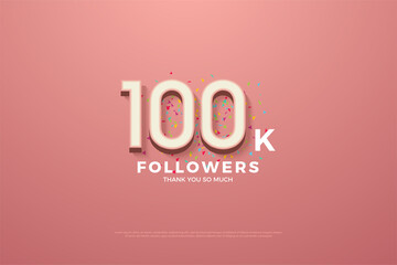 Thank you to 100k followers with numbers, and small colorful images.