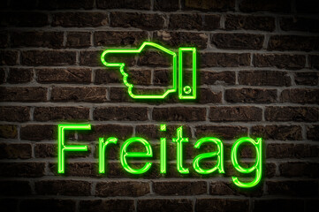 Obraz premium Leuchtreklame Freitag