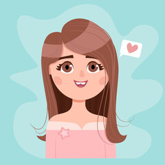 pretty girl - cute cartoon vector illustration
