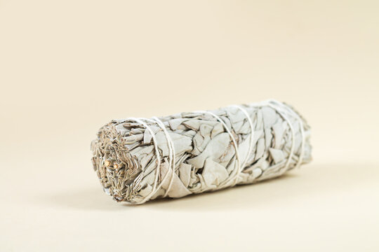 Bundle of dry white sage, product for purification, meditation or healing