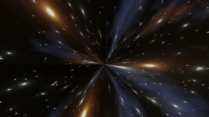 Fototapeta premium Colorful star distortion from travelling in light speed (3D Rendering)