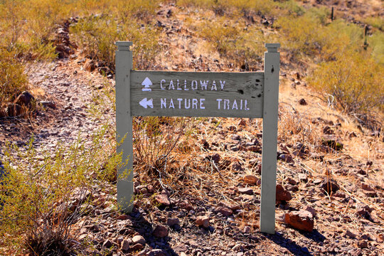 Calloway Trail and Nature Trail sign in Picacho Peak State Park in Arizona