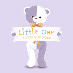 Welcome baby greeting card with cute bear