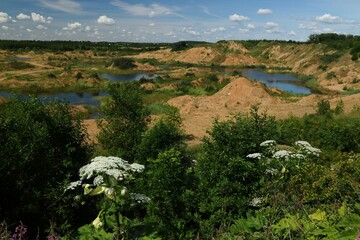 Obraz premium Ponds on sand quarries in the village of Sychevo, Volokolamsk district, Moscow region