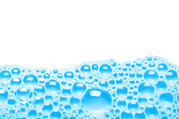 Blue foam bubble texture. Empty copy space abstract color water. Washing suds pattern background....