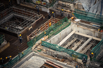 Construction site and heavy grabbing machinery
