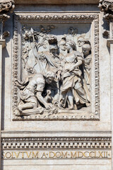 sculpture detail on the facade of Trevi Fountain (Fontana di Trevi) in rome, Italy