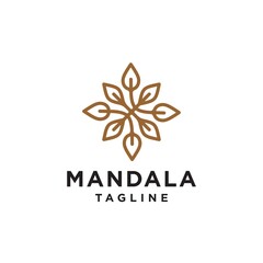 elegant mandala golden flower decorative design, floral swirl logo icon sign vector design. Luxury and premium look ornament symbol line linear artwork
