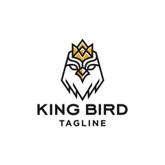 king eagle with crown abstract geometric logo icon design in luxury minimal line art style