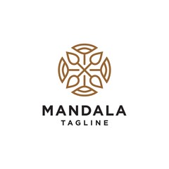 elegant mandala golden flower decorative design, floral swirl logo icon sign vector design. Luxury and premium look ornament symbol line linear artwork