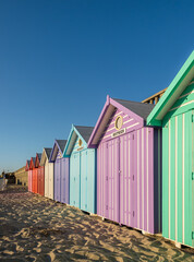 Vintage beach cabins on the French coast