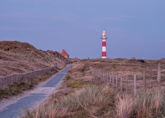 Old lighthouse of Nieuwpoort (Belgium) after sunset.