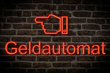 Leuchtreklame Geldautomat