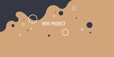 Postcard with the text the best holiday. Simple minimalistic abstract background with wavy lines and geometric shapes.