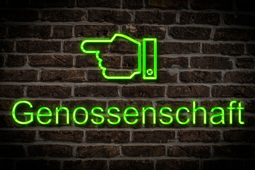 Fototapeta premium Leuchtreklame Genossenschaft