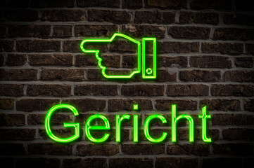 Obraz premium Leuchtreklame Gericht