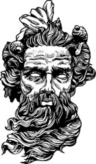 Escultura de Zeus dibujada a mano 