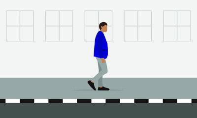 Obraz na płótnie Canvas Male character walking on the sidewalk