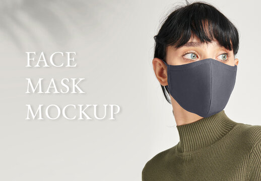 Model Wearing Face Mask Mockup