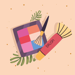 Cosmetic powder and brushes vector design