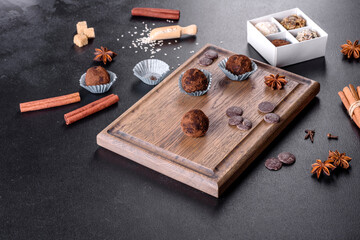 Tasty fresh handmade sweet candy with cheese filling and sprinkling