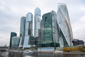 MOSCOW, RUSSIA - October 11, 2018: View to the skyscrapers in Moscow City in autumn