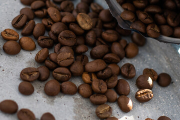 Coffee on grunge wooden background