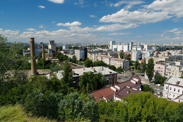 Fototapeta na wymiar View of historic Podil neighborhood of Kyiv city, Ukraine