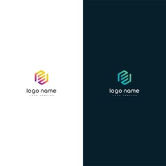 hexagonal initial letter E logo icon design