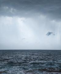 Beautyfull lonely cloud on a rainy day above the sea in Pula, peninsula Istria, Croatia, Europe in Adriatic sea.