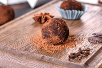 Tasty fresh handmade sweet candy with cheese filling and sprinkling