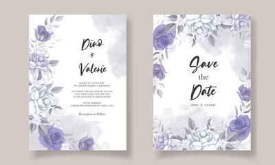 Wedding invitation card with beautiful soft flowers