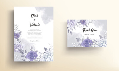 Naklejka na ściany i meble Wedding invitation card with beautiful soft flowers