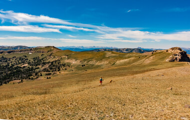 Fototapeta na wymiar Hiking in complete solitude, Montana