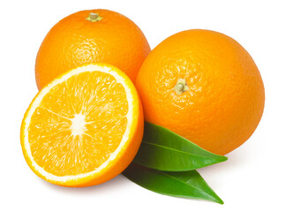 Juicy sweet oranges isolated on a white background