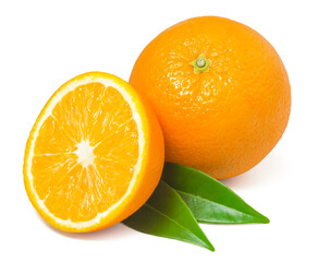 Juicy sweet oranges isolated on a white background